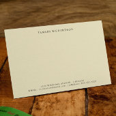 Elegante minimalistische vanille gepersonaliseerd notitiekaartje