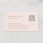 Elegante minimalistische veer icoon Blush roze en Visitekaartje (Achterkant)