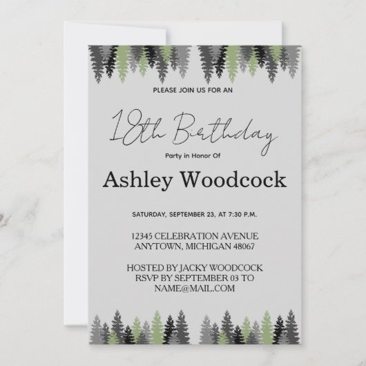 Elegante minimalistische verjaardag uitnodiging (Voorkant)