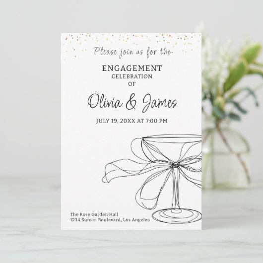 Elegante minimalistische verloving feestkaart kaart (Staand voorkant)