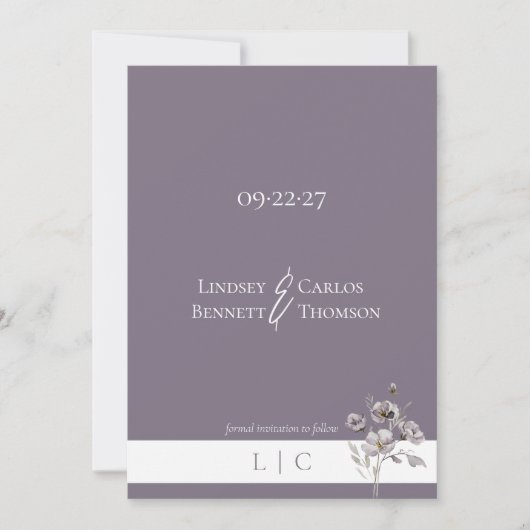 Elegante minimalistische vervaagde foto Caligrafie Save The Date (Voorkant)