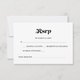 Elegante minimalistische vet kalligrafie wit bruil RSVP kaartje
