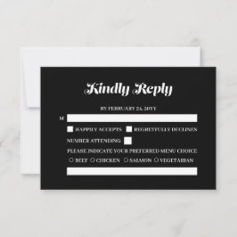 Elegante minimalistische vet kalligrafie zwart bru RSVP kaartje