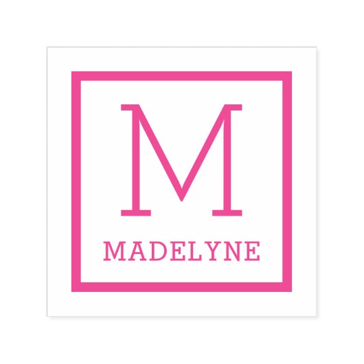 Elegante Minimalistische Vierkante Grens Monogram Zelfinktende Stempel (Design)