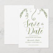 Elegante minimalistische Vine Leaf bruiloft Save The Date (Voorkant / Achterkant)