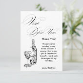 Elegante Minimalistische Vino Before Vows Bruidsfe Bedankkaart (Staand voorkant)