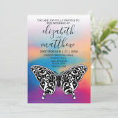 Elegante minimalistische vlinder en zonsondergang  kaart (Staand voorkant)