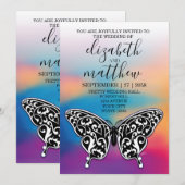 Elegante minimalistische vlinder en zonsondergang  kaart (Voorkant / Achterkant)