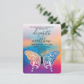 Elegante minimalistische vlinder en zonsondergang  kaart (Staand voorkant)