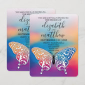 Elegante minimalistische vlinder en zonsondergang  kaart (Voorkant / Achterkant)