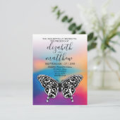 Elegante Minimalistische Vlinder en Zonsondergang  Kaart (Staand voorkant)