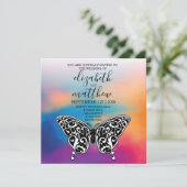 Elegante Minimalistische Vlinder en Zonsondergang  Kaart (Staand voorkant)