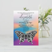 Elegante Minimalistische Vlinder en Zonsondergang  Kaart (Staand voorkant)