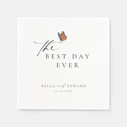 Elegante minimalistische vlinderbruiloft servet (Voorkant)