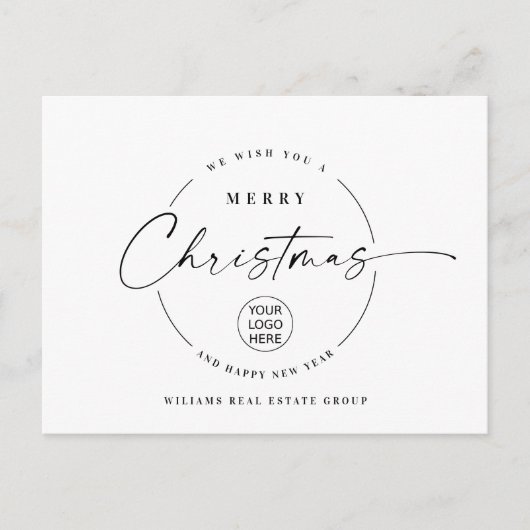 Elegante minimalistische vrolijke kerst corporate briefkaart (Voorkant)