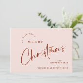 Elegante minimalistische vrolijke kerst corporate feestdagenkaart (Staand voorkant)