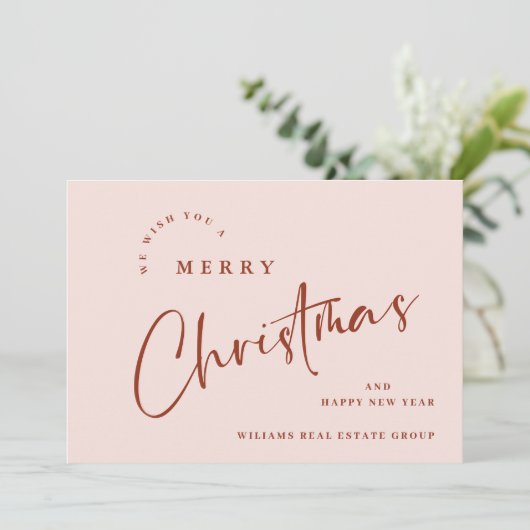 Elegante minimalistische vrolijke kerst corporate feestdagenkaart (Staand voorkant)