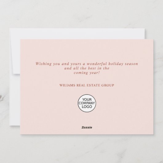 Elegante minimalistische vrolijke kerst corporate feestdagenkaart (Achterkant)