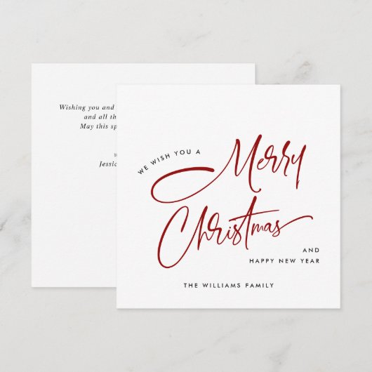 Elegante minimalistische vrolijke kerst feestdagenkaart (Voorkant / Achterkant)