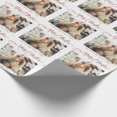 Elegante minimalistische vrolijke kerst foto vakan cadeaupapier (Hoek)