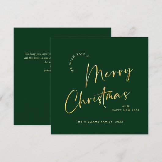 Elegante minimalistische vrolijke kerst groet goud feestdagenkaart (Voorkant / Achterkant)