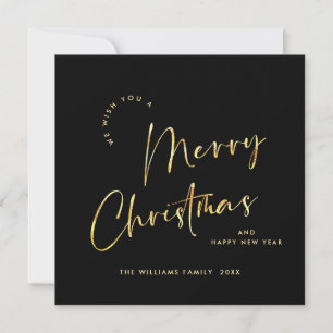 Elegante minimalistische vrolijke kerst groet goud feestdagenkaart