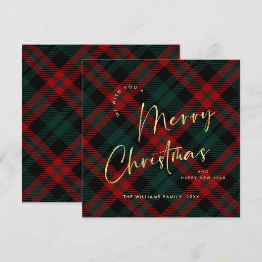 Elegante minimalistische vrolijke kerst moderne gr feestdagenkaart (Voorkant / Achterkant)