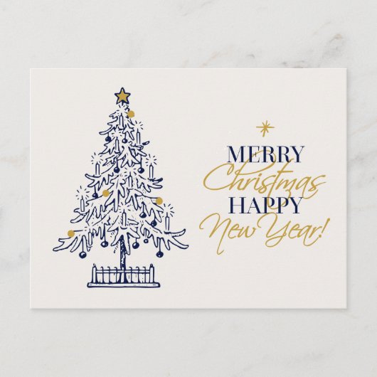 Elegante minimalistische vrolijke kerstboom niet-f feestdagenkaart (Voorkant)