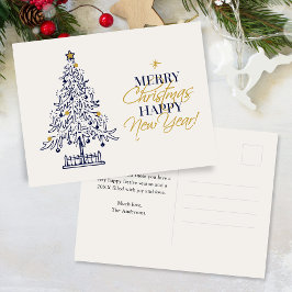 Elegante minimalistische vrolijke kerstboom niet-f feestdagenkaart