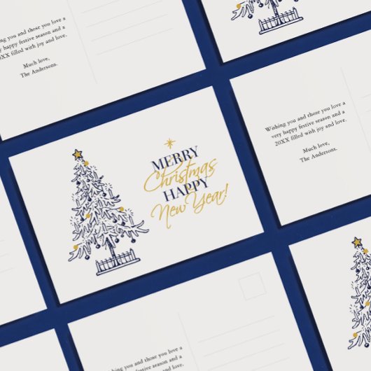 Elegante minimalistische vrolijke kerstboom niet-f feestdagenkaart