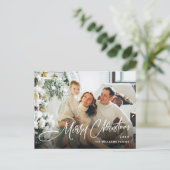 Elegante minimalistische vrolijke kerstfoto QR-cod Briefkaart (Staand voorkant)