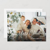 Elegante minimalistische vrolijke kerstfoto QR-cod Briefkaart (Voorkant / Achterkant)