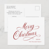 Elegante minimalistische vrolijke kerstgroet briefkaart (Voorkant / Achterkant)