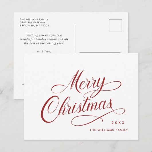 Elegante minimalistische vrolijke kerstgroet briefkaart (Voorkant / Achterkant)