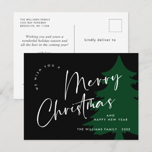 Elegante minimalistische vrolijke kerstgroet briefkaart (Voorkant / Achterkant)