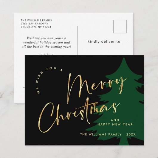 Elegante minimalistische vrolijke kerstgroet briefkaart (Voorkant / Achterkant)