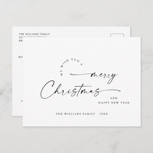 Elegante minimalistische vrolijke kerstgroet briefkaart (Voorkant / Achterkant)