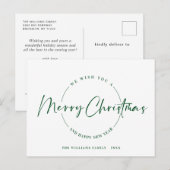 Elegante minimalistische vrolijke kerstgroet feestdagenkaart (Voorkant / Achterkant)