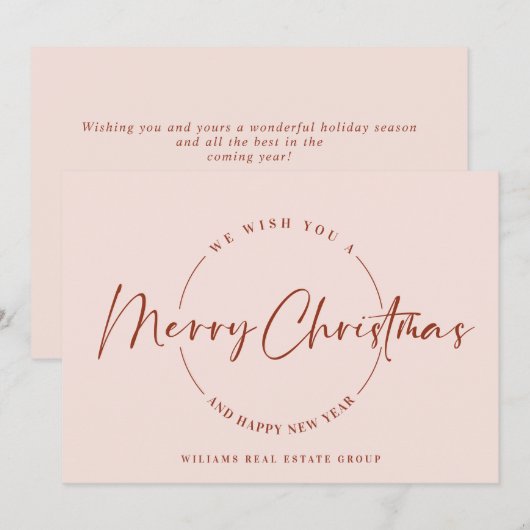 Elegante minimalistische vrolijke kerstgroet feestdagenkaart (Voorkant / Achterkant)