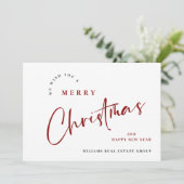 Elegante minimalistische vrolijke kerstgroet feestdagenkaart (Staand voorkant)