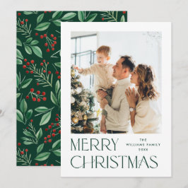 Elegante minimalistische vrolijke kerstgroet foto feestdagenkaart