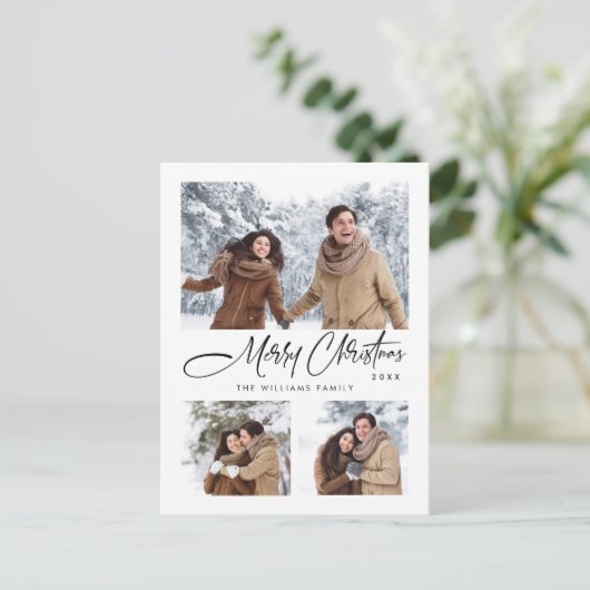 Elegante minimalistische vrolijke kerstvakantie 3 briefkaart (Staand voorkant)