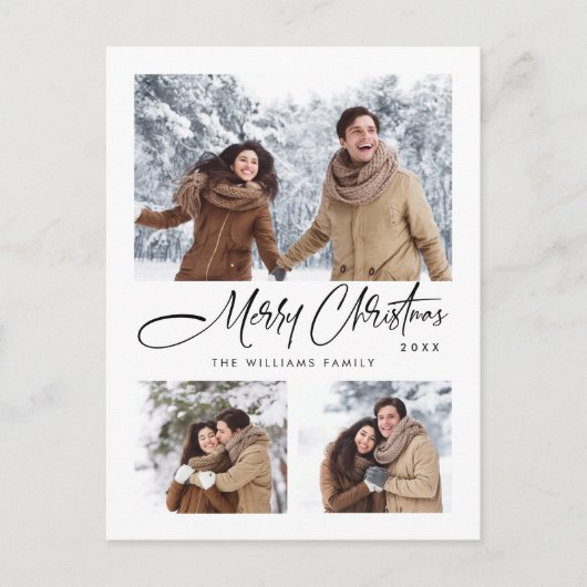 Elegante minimalistische vrolijke kerstvakantie 3  briefkaart (Voorkant)