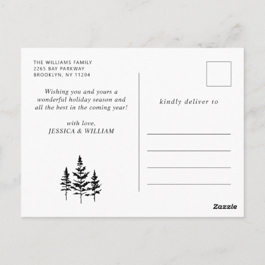Elegante minimalistische vrolijke kerstvakantie fo briefkaart (Achterkant)