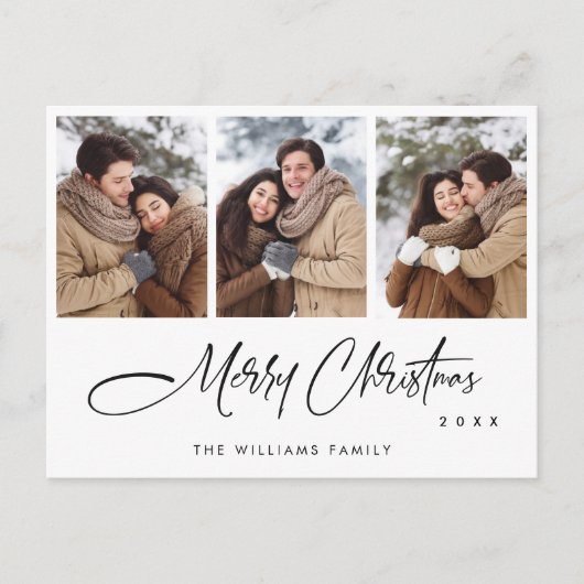 Elegante minimalistische vrolijke kerstvakantie fo briefkaart (Voorkant)