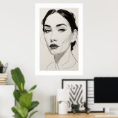 Elegante minimalistische Vrouw portretlijn kunst Poster (Thuiskantoor)