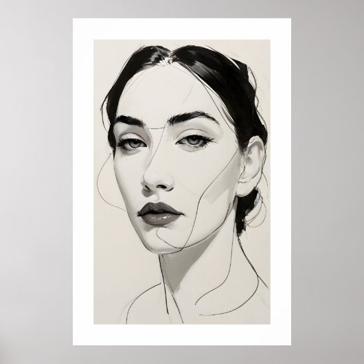 Elegante minimalistische Vrouw portretlijn kunst Poster (Voorkant)