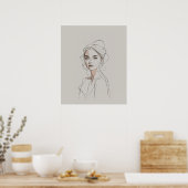 Elegante minimalistische vrouw portretlijn kunst poster (Keuken)
