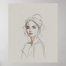 Elegante minimalistische vrouw portretlijn kunst