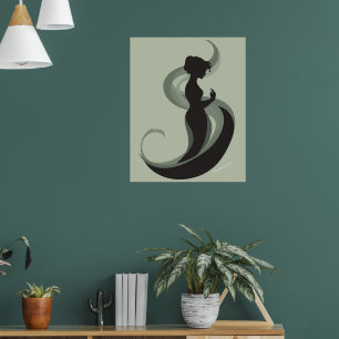 Elegante Minimalistische Vrouw Silhouet – Modern B Poster